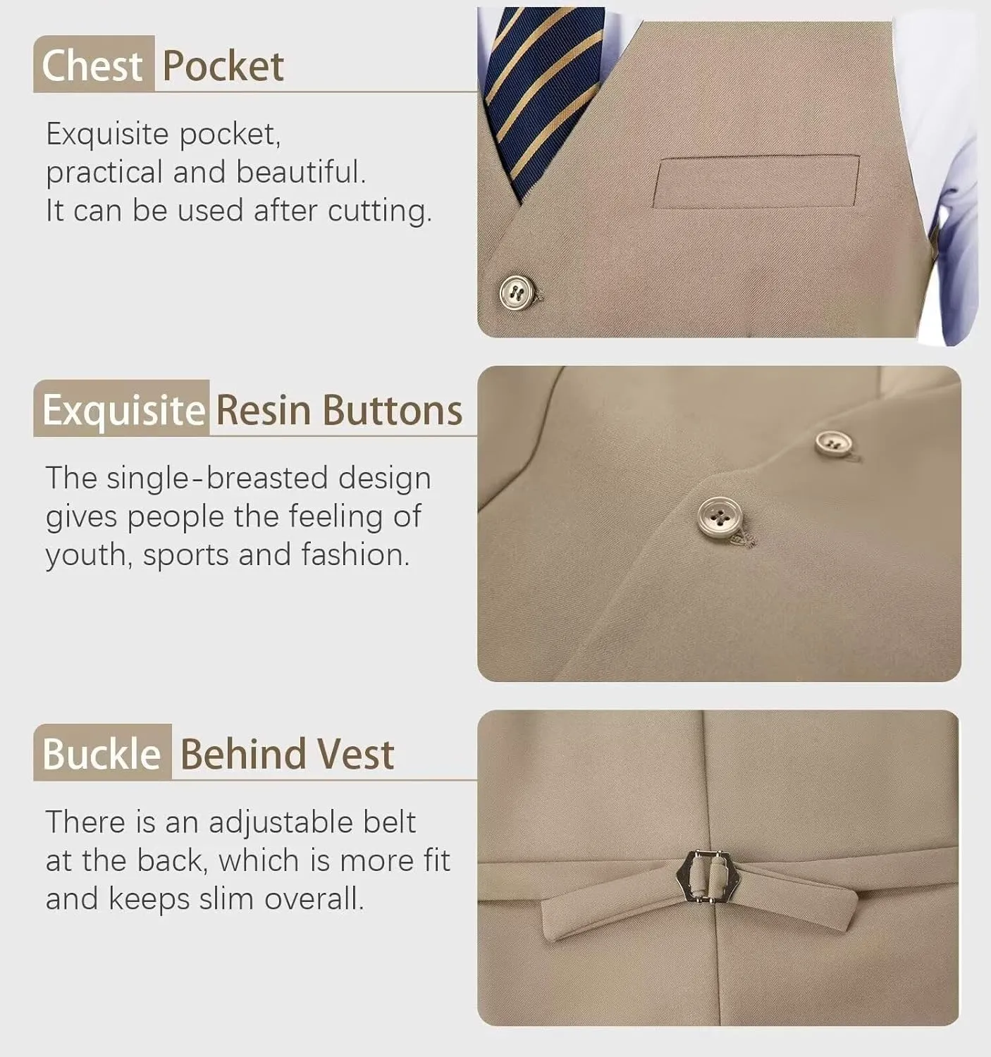 Mens Suits Vest Pant Set, Slim Fit 2 Pieces Casual Suit Waistcoat Wedding Groomsmen