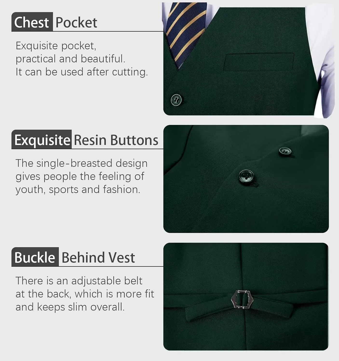 Mens Suits Vest Pant Set, Slim Fit 2 Pieces Casual Suit Waistcoat Wedding Groomsmen