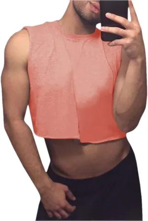 Mens Workout Cropped Tank Top Plain Vest Lightweight Basic Sleeveless Crop Tops Hot Shirts