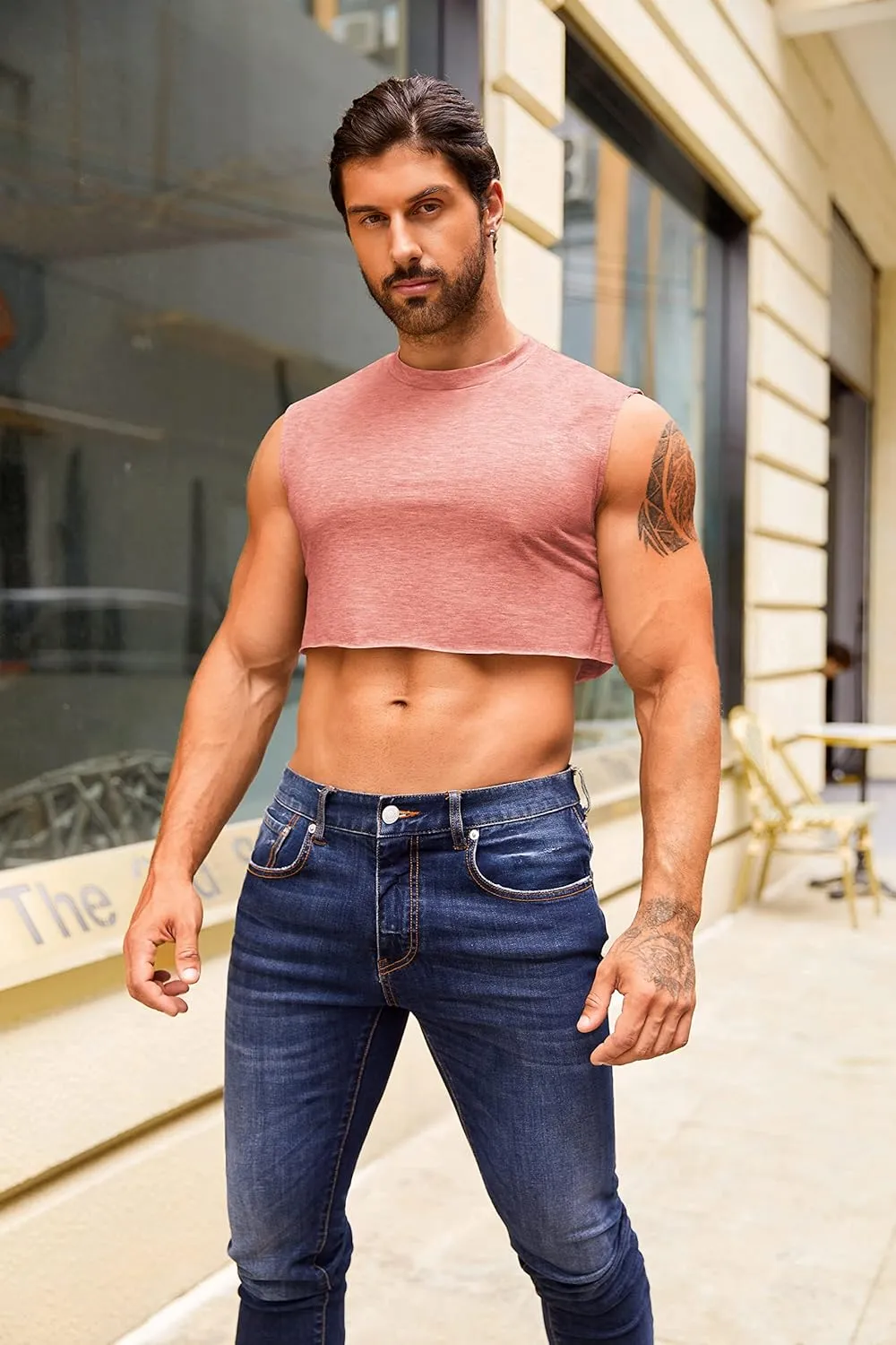 Mens Workout Cropped Tank Top Plain Vest Lightweight Basic Sleeveless Crop Tops Hot Shirts