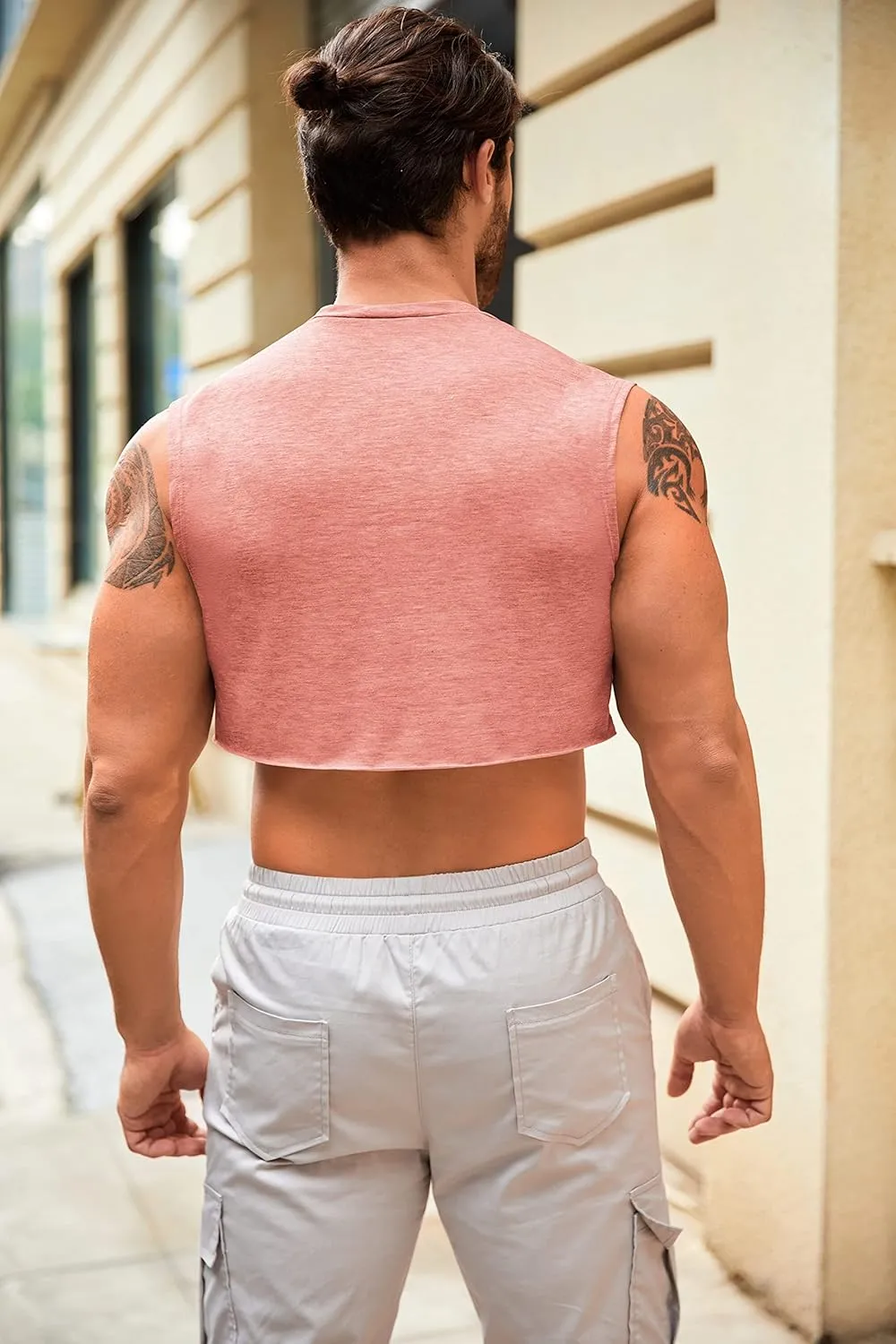 Mens Workout Cropped Tank Top Plain Vest Lightweight Basic Sleeveless Crop Tops Hot Shirts