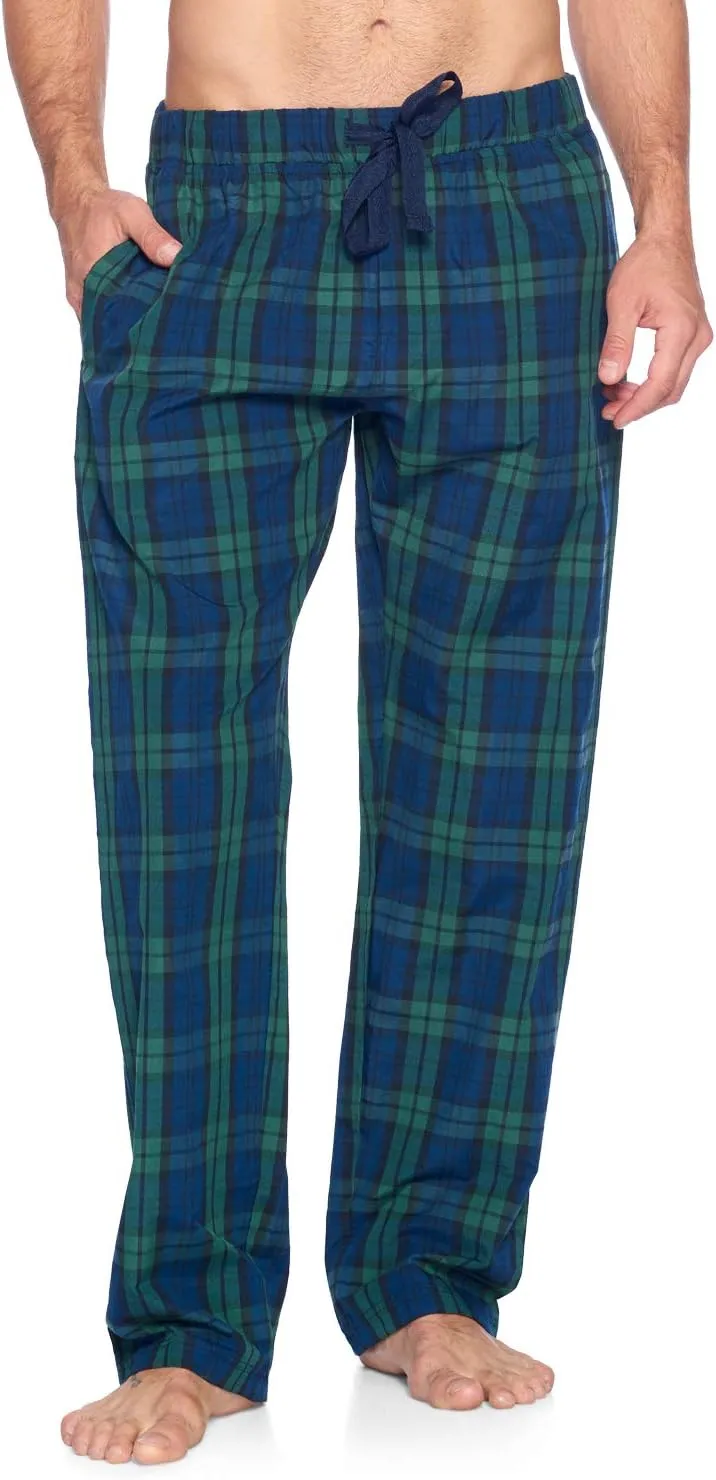Mens Woven Plaid Sleep Pajama Pants Long PJ Sleepwear & Loungewear Bottoms