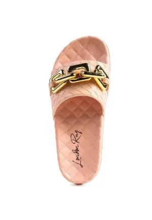 Miami Shot Bling Chain Strap Slip On Flats