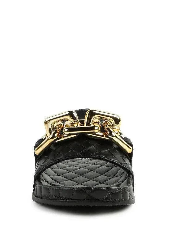 Miami Shot Bling Chain Strap Slip On Flats