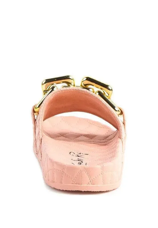 Miami Shot Bling Chain Strap Slip On Flats