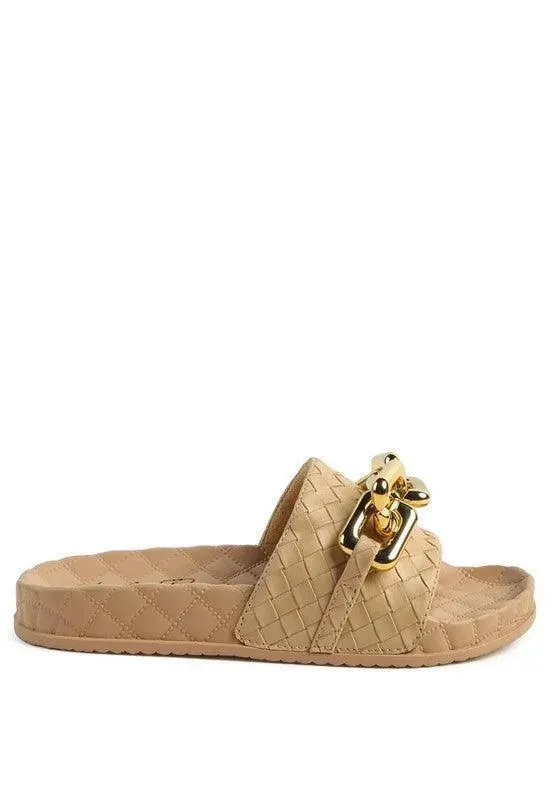 Miami Shot Bling Chain Strap Slip On Flats