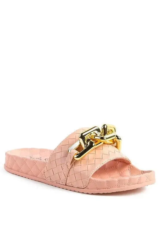 Miami Shot Bling Chain Strap Slip On Flats