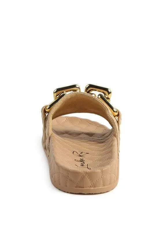 Miami Shot Bling Chain Strap Slip On Flats