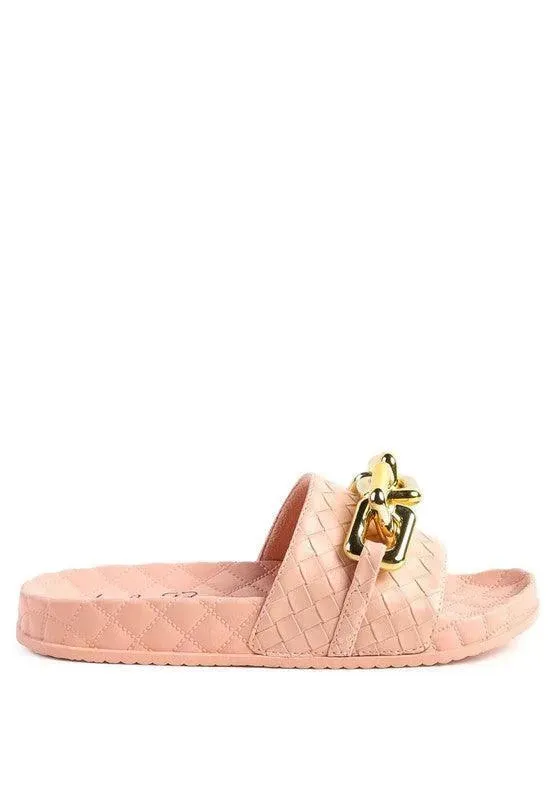 Miami Shot Bling Chain Strap Slip On Flats