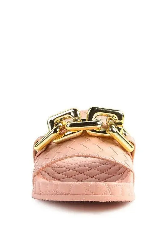 Miami Shot Bling Chain Strap Slip On Flats