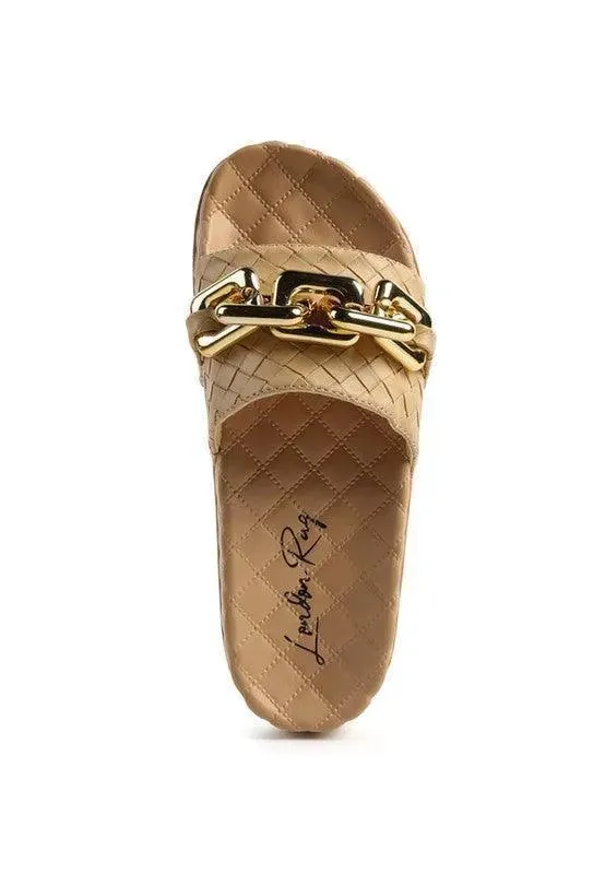 Miami Shot Bling Chain Strap Slip On Flats