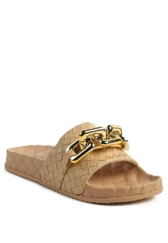 Miami Shot Bling Chain Strap Slip On Flats