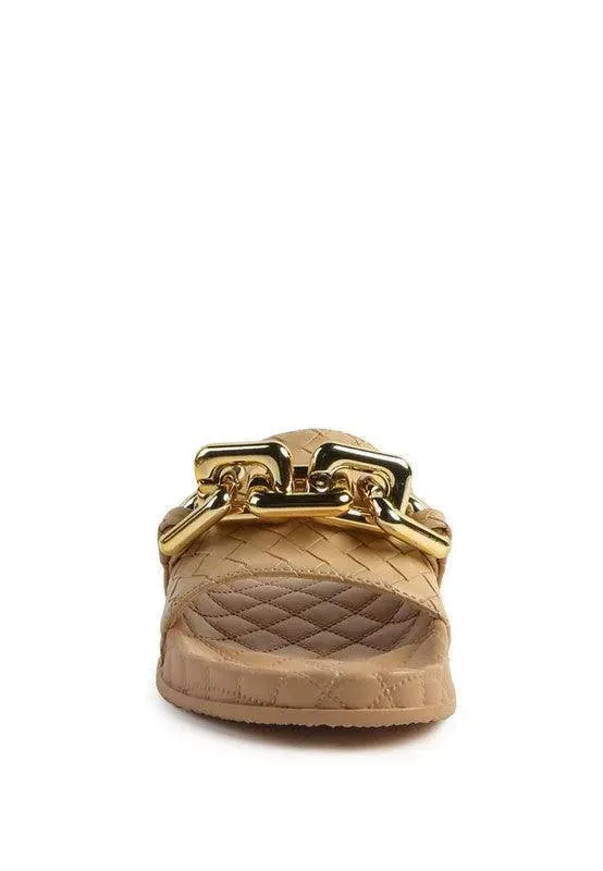 Miami Shot Bling Chain Strap Slip On Flats