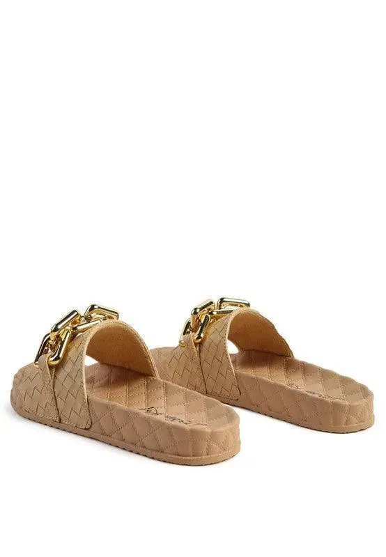 Miami Shot Bling Chain Strap Slip On Flats