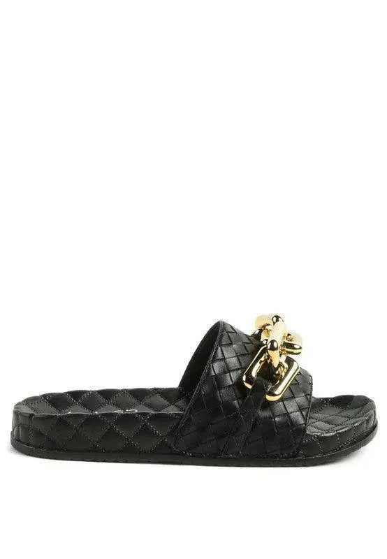 Miami Shot Bling Chain Strap Slip On Flats