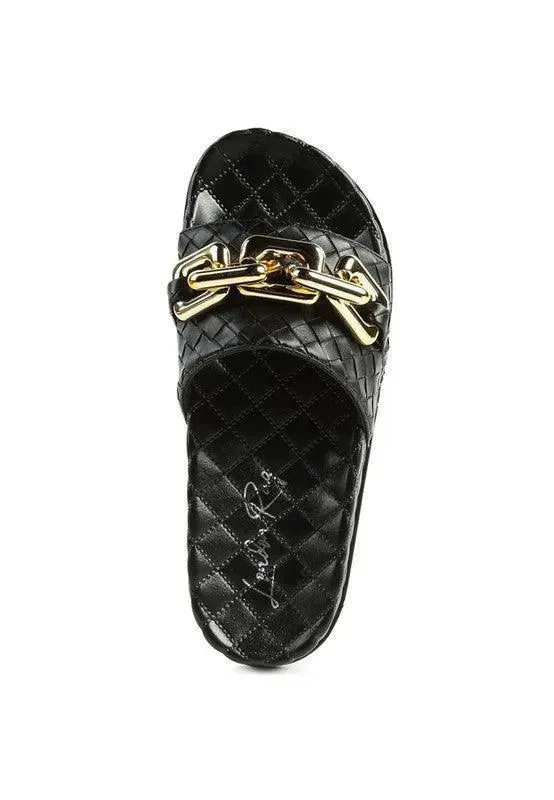 Miami Shot Bling Chain Strap Slip On Flats