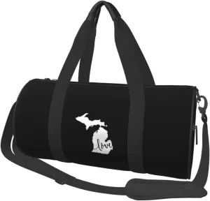 Michigan Love State Convertible Garment Bag with Shoulder Strap, Carry on Garment Duffel Bag for Men Women - Rolling Foldable for Travel Luggage Bags (Black)