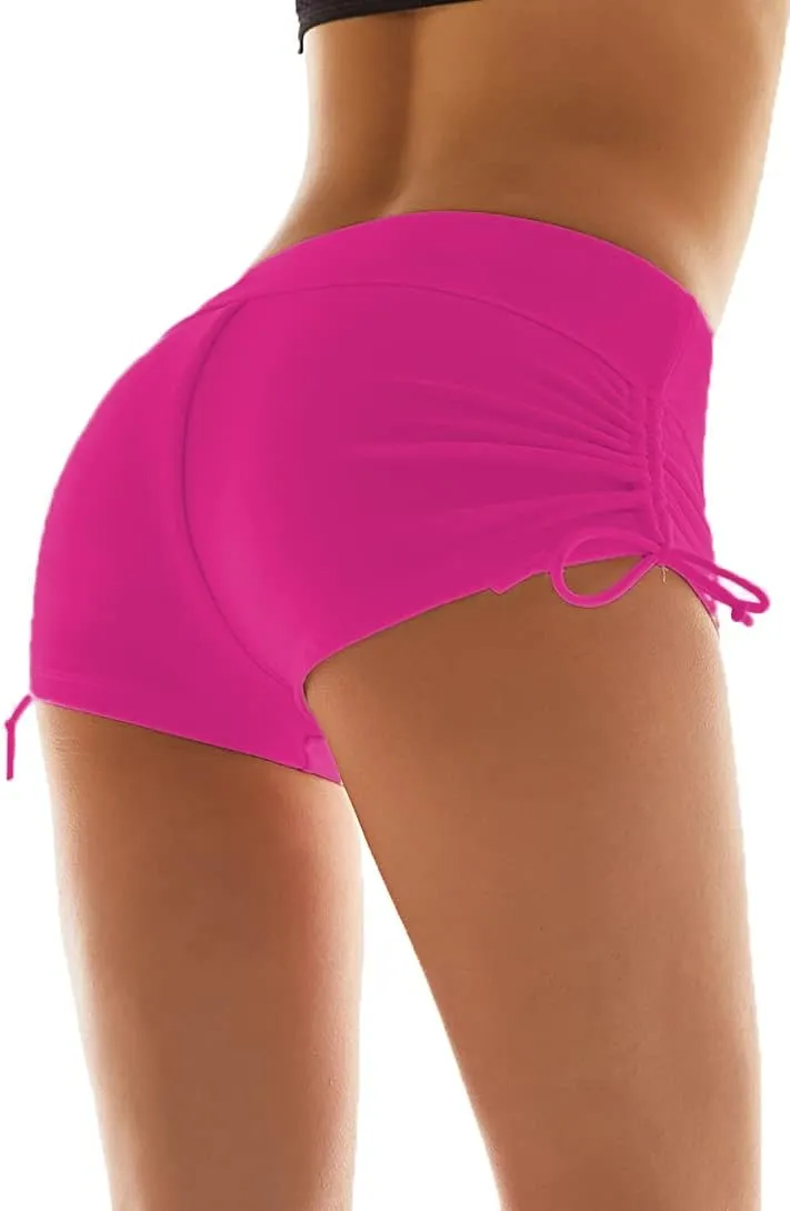 Micosuza Classical Women's Swim Boardshorts Beach Bikini Bottoms with Adjustable Ties 7 Color XS-XXL