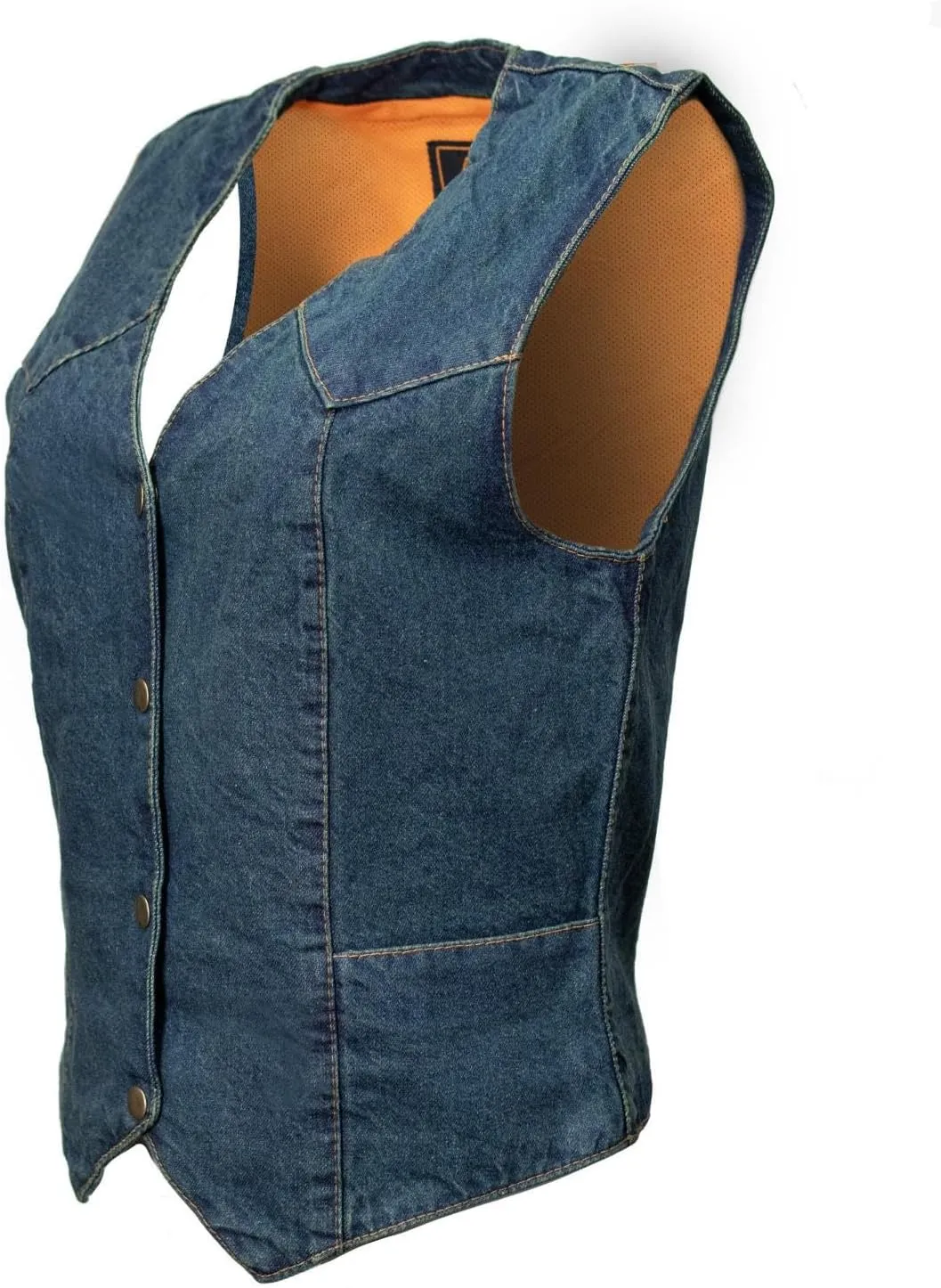 Milwaukee Leather MDL4000 Women's Black Plain Side 3 Snap Front Denim Vest