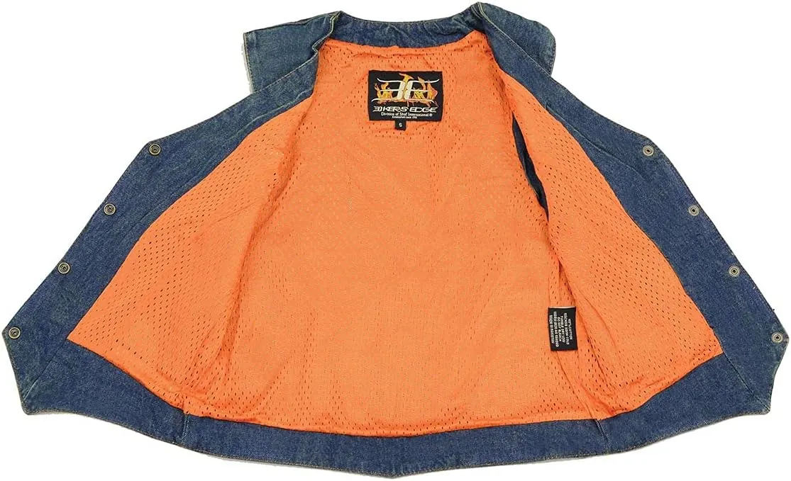 Milwaukee Leather MDL4000 Women's Black Plain Side 3 Snap Front Denim Vest