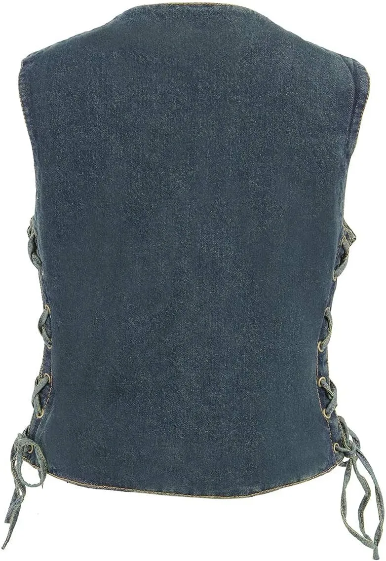 Milwaukee Leather Women's Premium Denim Motorcycle Rider Vest | MDL - X-Large