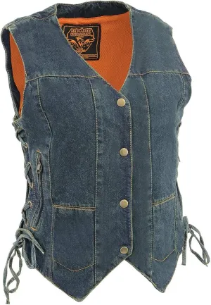 Milwaukee Leather Women's Premium Denim Motorcycle Rider Vest | MDL - X-Large