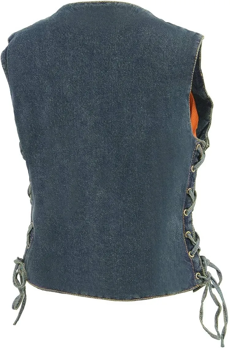 Milwaukee Leather Women's Premium Denim Motorcycle Rider Vest | MDL - X-Large