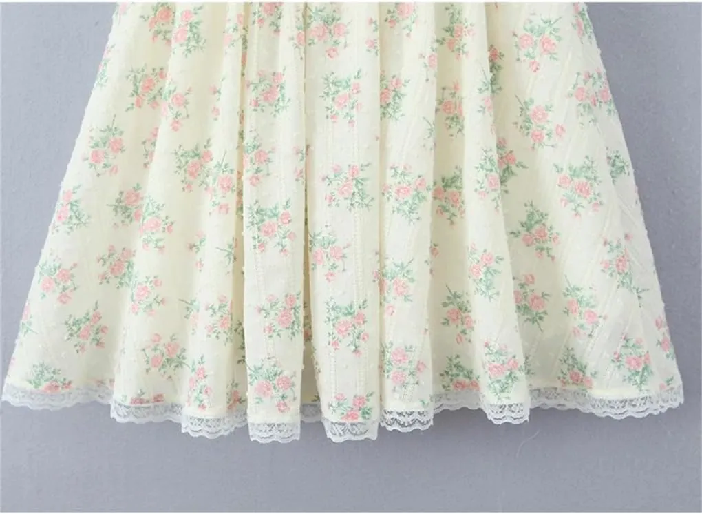 Mini Dress for Women Lace Floral Print Backless A-Line Holiday Patchwork Dresses Party Robe