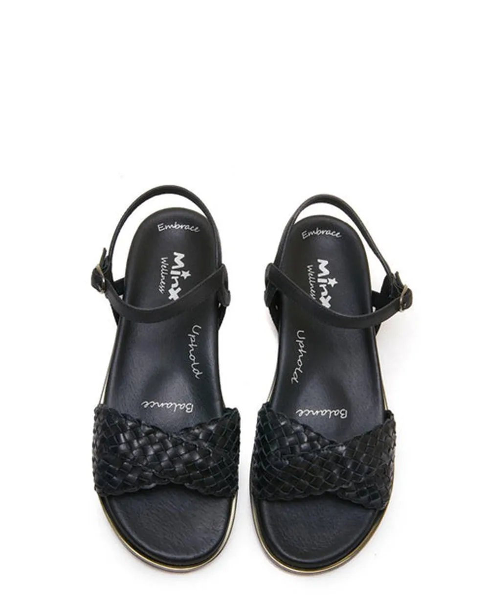 Minx Harmony Black Leather Wellness Range Sandal