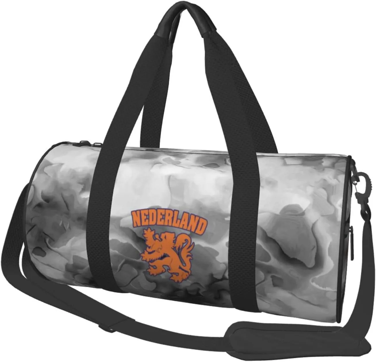 Netherlands Flag Lion Dutch Pride Convertible Garment Bag with Shoulder Strap, Carry on Garment Duffel Bag for Men Women - Rolling Foldable for Travel Luggage Bags (Black)