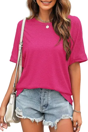 Newchoice Women's Oversized Tshirts Summer Short Sleeve Crewneck Casual Loose Basic Tops