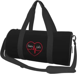 Nurse Red Love Heart Heartbeat Convertible Garment Bag with Shoulder Strap, Carry on Garment Duffel Bag for Men Women - Rolling Foldable for Travel Luggage Bags (Black)