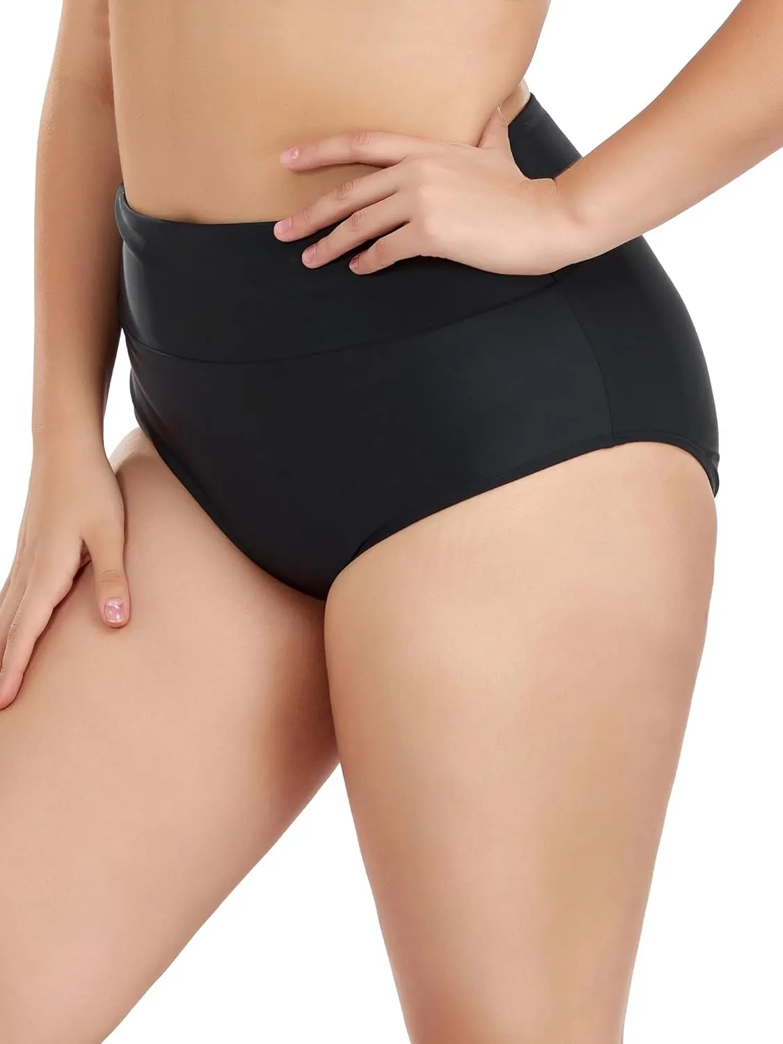 Ocean Blues Women's Plus Size High Waisted Bikini Bottom Full Coverage Swim Bottom