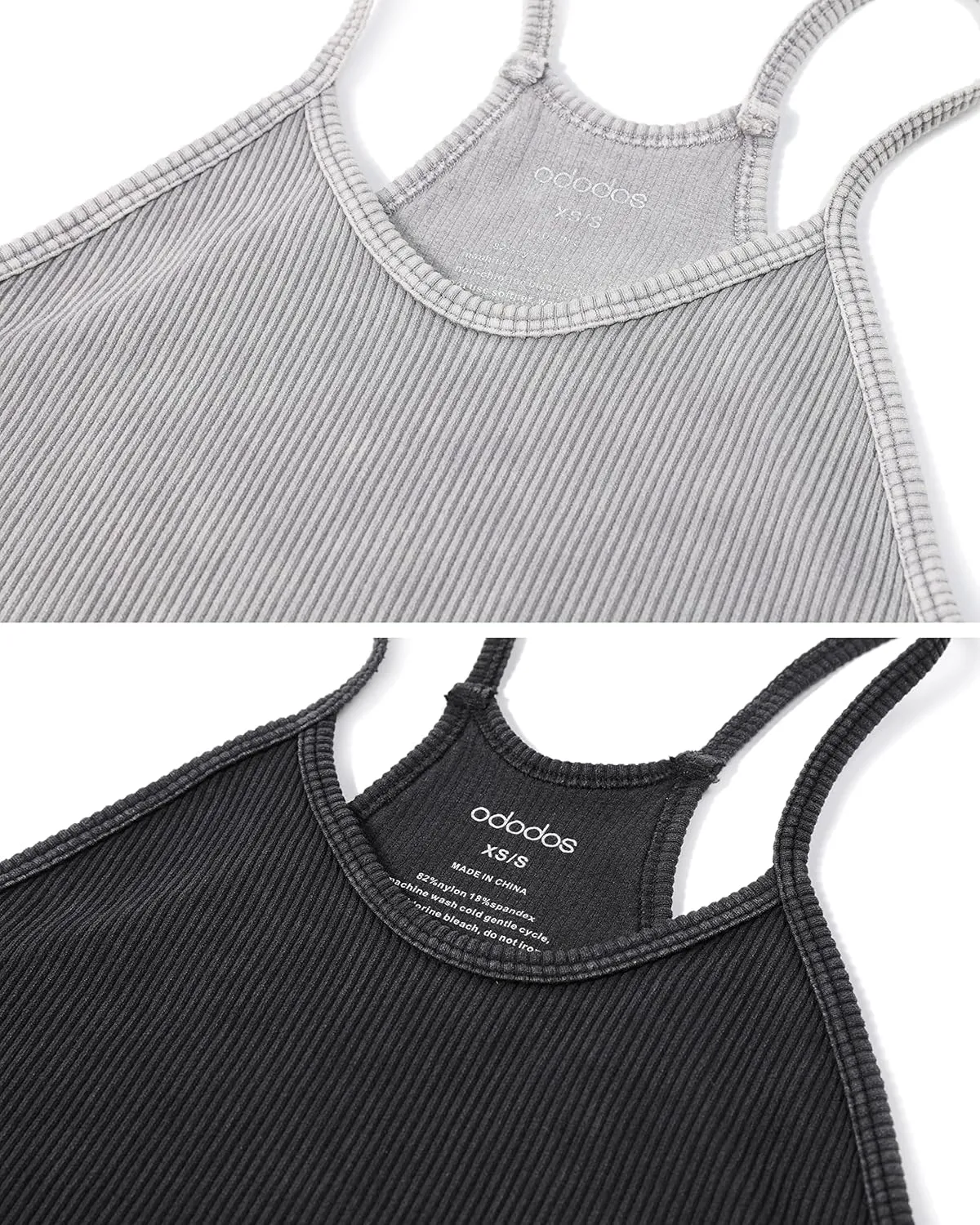 ODODOS Women's Crop 3-Pack Seamless Rib-Knit Camisole Crop Tank Tops