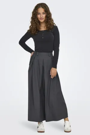 Only - Onlginny Mel Wide Long Skirt - 4588859 Dark Grey Melange