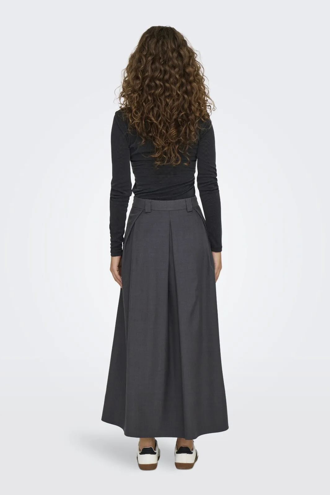Only - Onlginny Mel Wide Long Skirt - 4588859 Dark Grey Melange