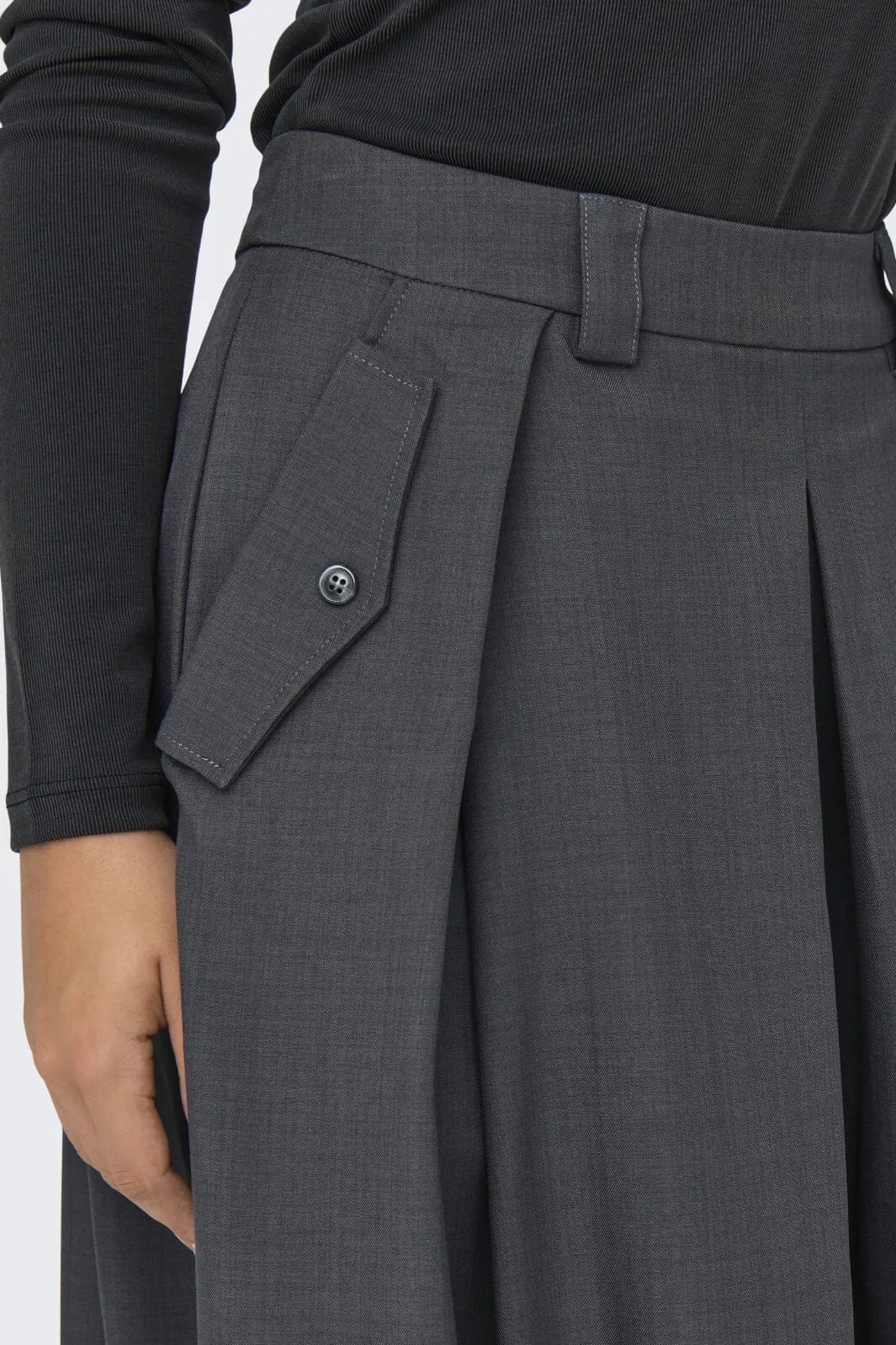 Only - Onlginny Mel Wide Long Skirt - 4588859 Dark Grey Melange