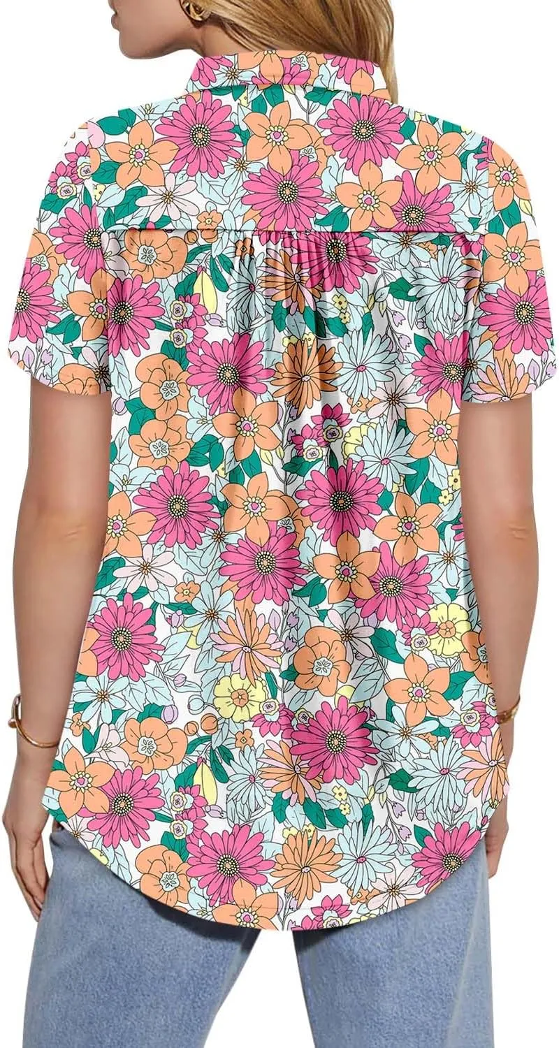onlypuff Women's Polo Shirts Lapel Collar Short Sleeve Golf Blouse Summer Dressy Casual Tunic Tops