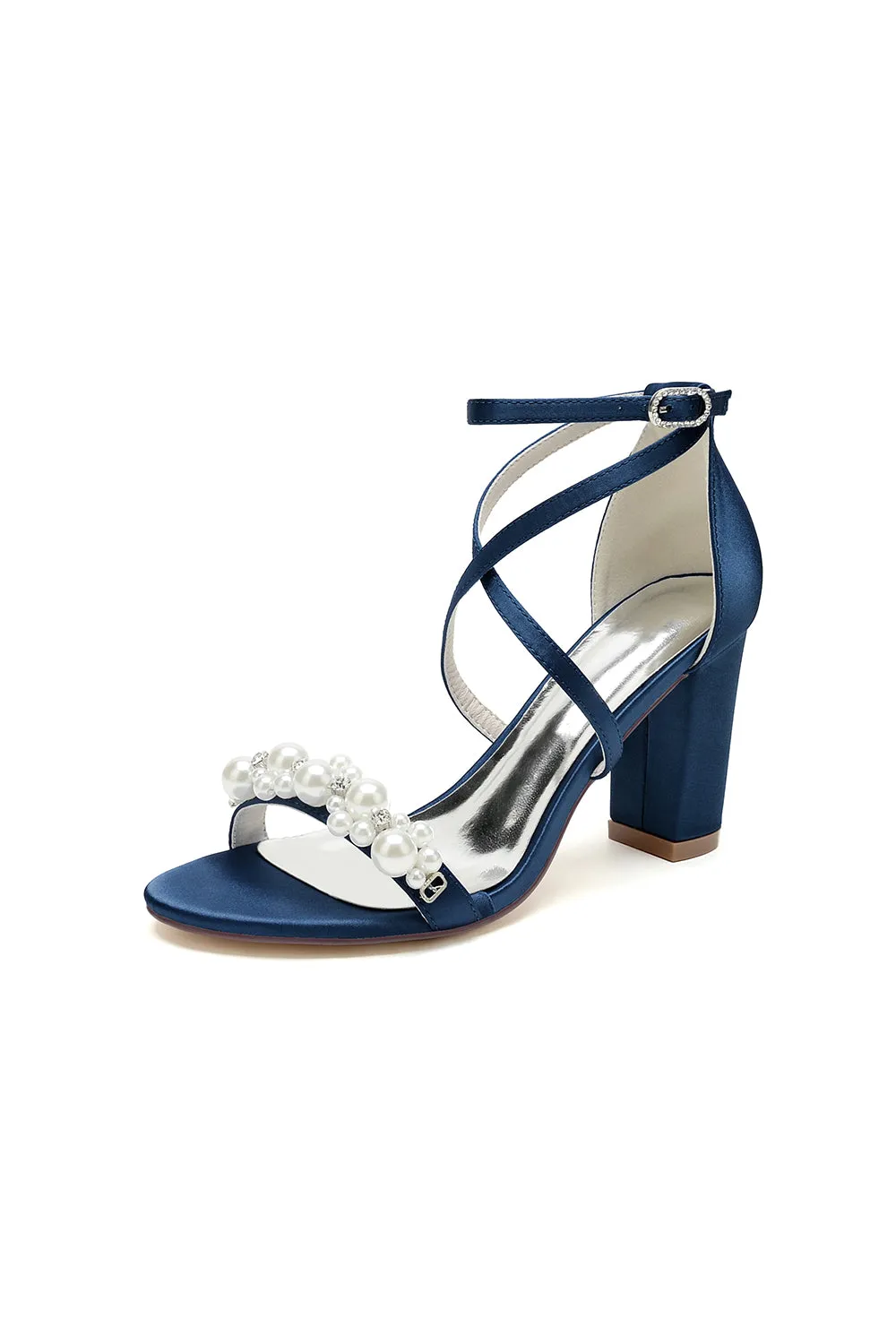 Open Toe Beaded Cross Strap High Heels