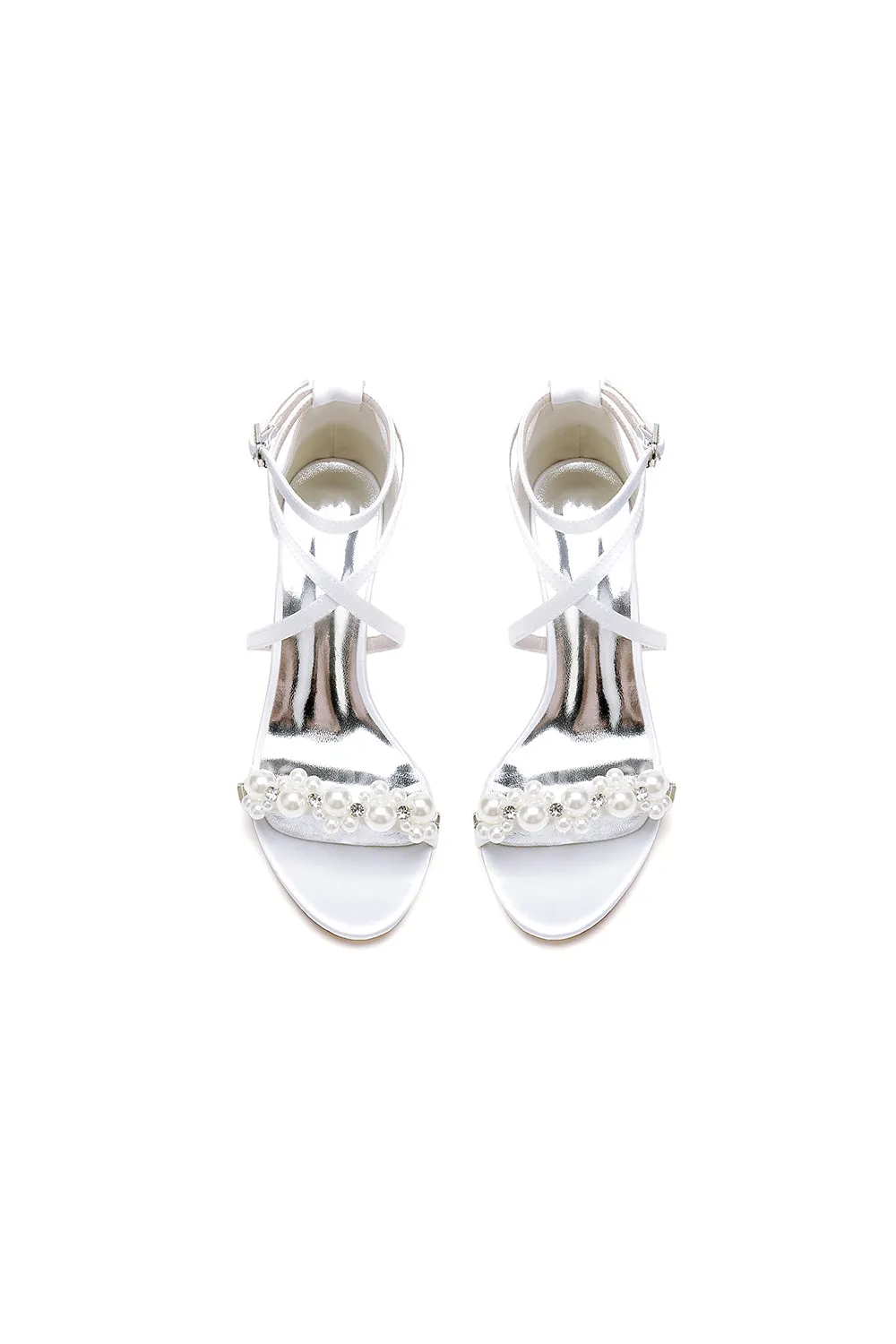 Open Toe Beaded Cross Strap High Heels