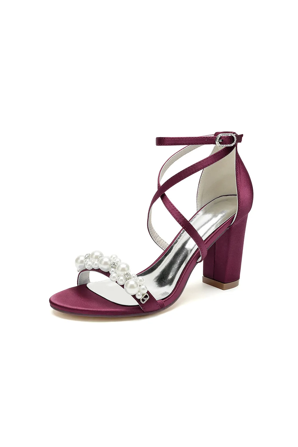 Open Toe Beaded Cross Strap High Heels