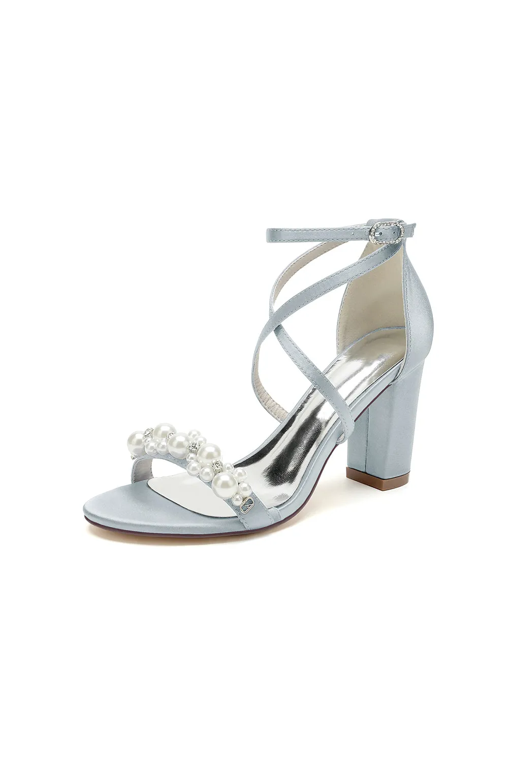 Open Toe Beaded Cross Strap High Heels