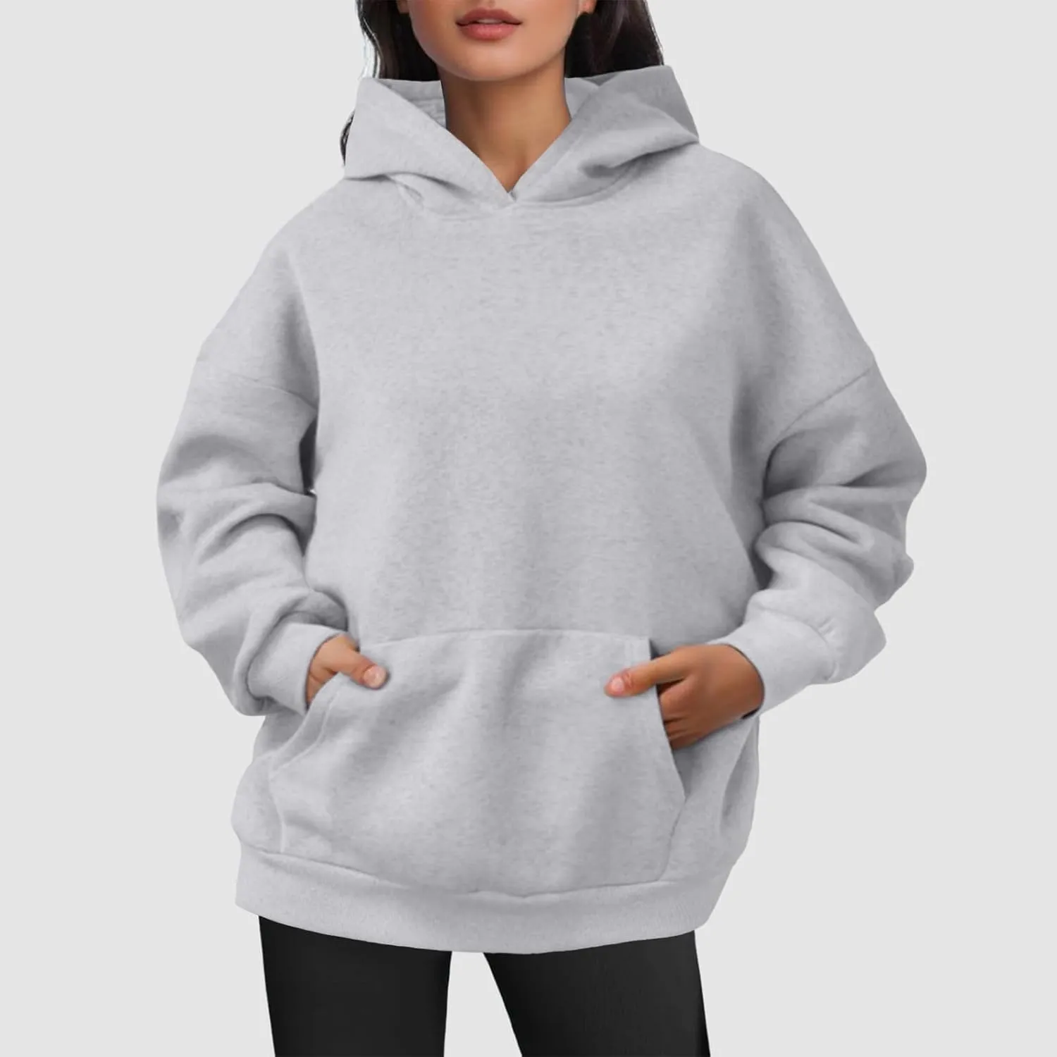Oversized Plain Hoodies for Women Casual Trendy 2024 Fall Outfits Fleece Y2K Sweatshirts Pullover Long Sleeve Tops