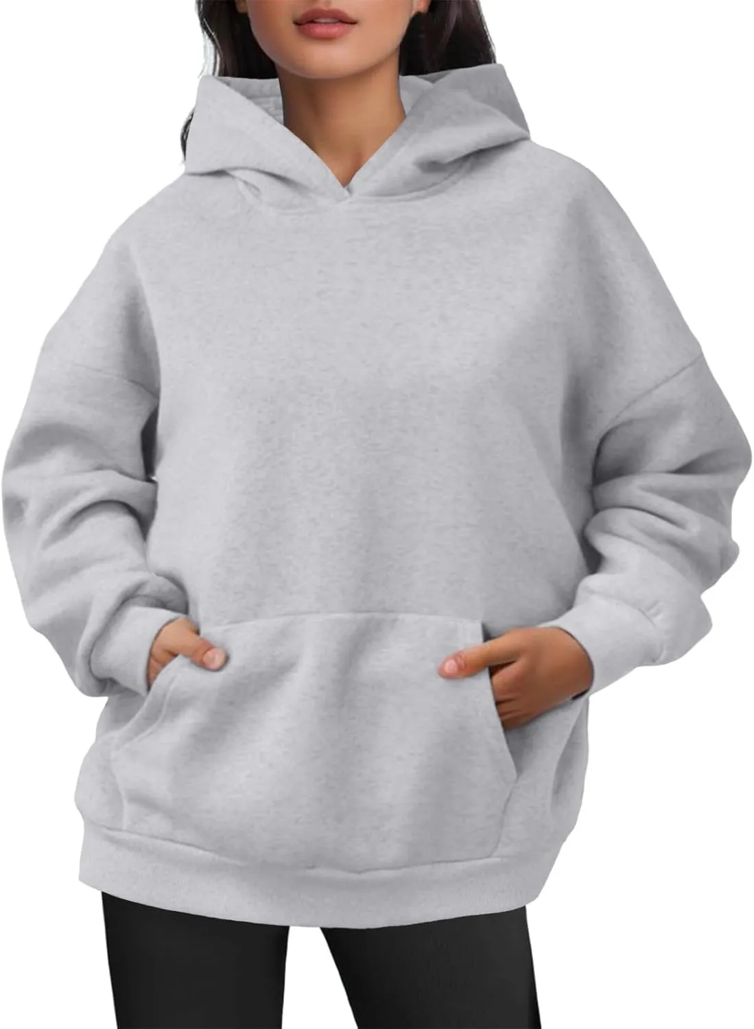 Oversized Plain Hoodies for Women Casual Trendy 2024 Fall Outfits Fleece Y2K Sweatshirts Pullover Long Sleeve Tops
