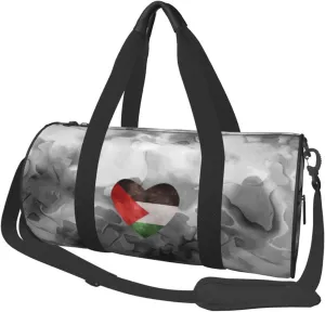 Palestine Heart Flag Convertible Garment Bag with Shoulder Strap, Carry on Garment Duffel Bag for Men Women - Rolling Foldable for Travel Luggage Bags (Black)