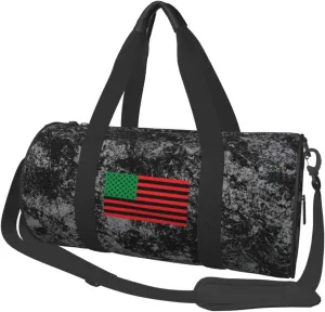 Pan-African American Flag Convertible Garment Bag with Shoulder Strap, Carry on Garment Duffel Bag for Men Women - Rolling Foldable for Travel Luggage Bags (Black)