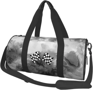 Race Checkered Racing Flag Convertible Garment Bag with Shoulder Strap, Carry on Garment Duffel Bag for Men Women - Rolling Foldable for Travel Luggage Bags (Black)