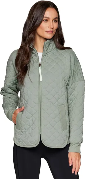 RBX Quilted Zip Up Jacket for Women, Lightweight Mock Neck Jacket with Pockets for Hiking, Workouts, Casual Wear