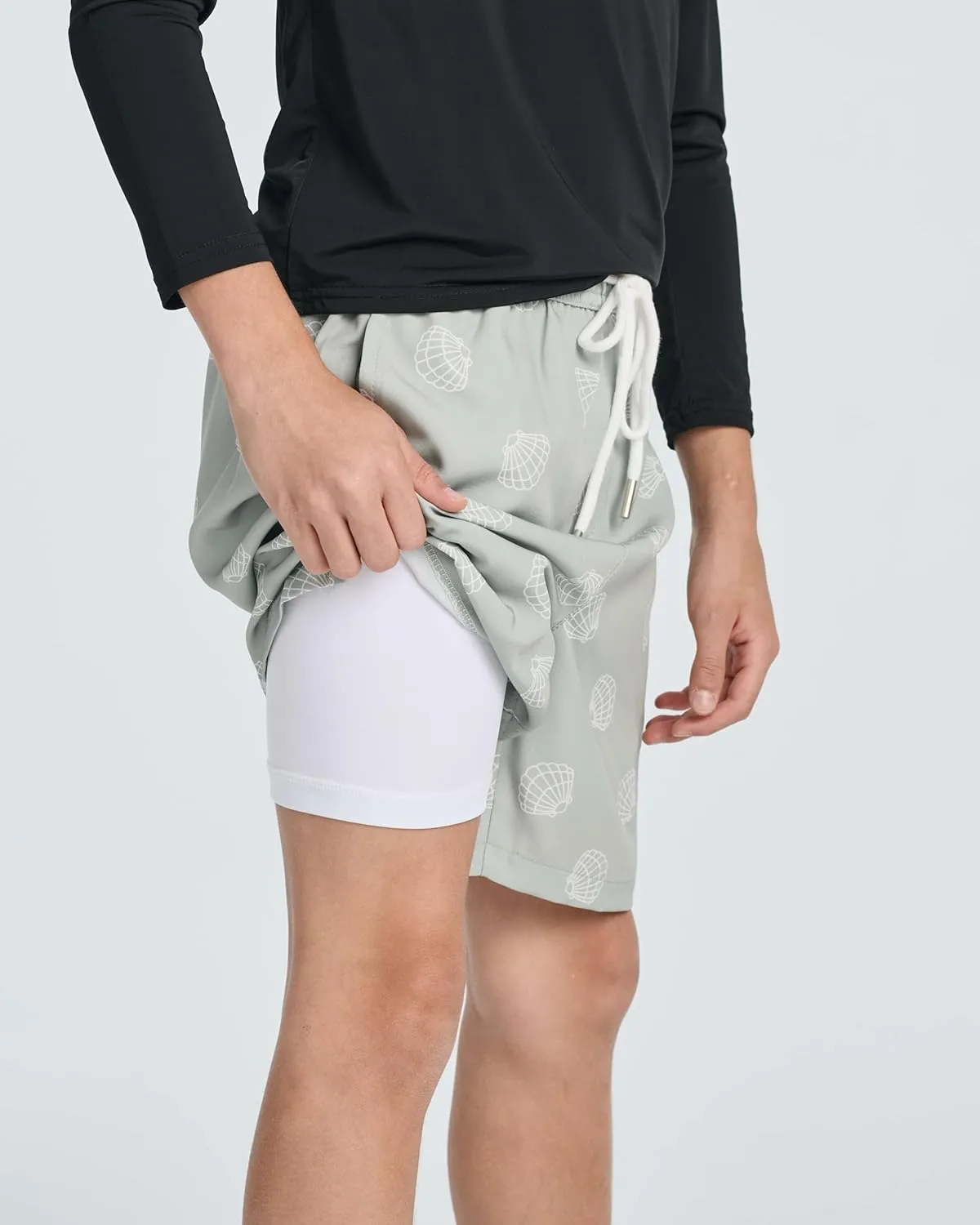Real Essentials 3 Pack: Boys' 2 in 1 Swim Trunks with Compression Boxer Liner Stretch Beach Board Shorts Quick Dry (Age 4-18)