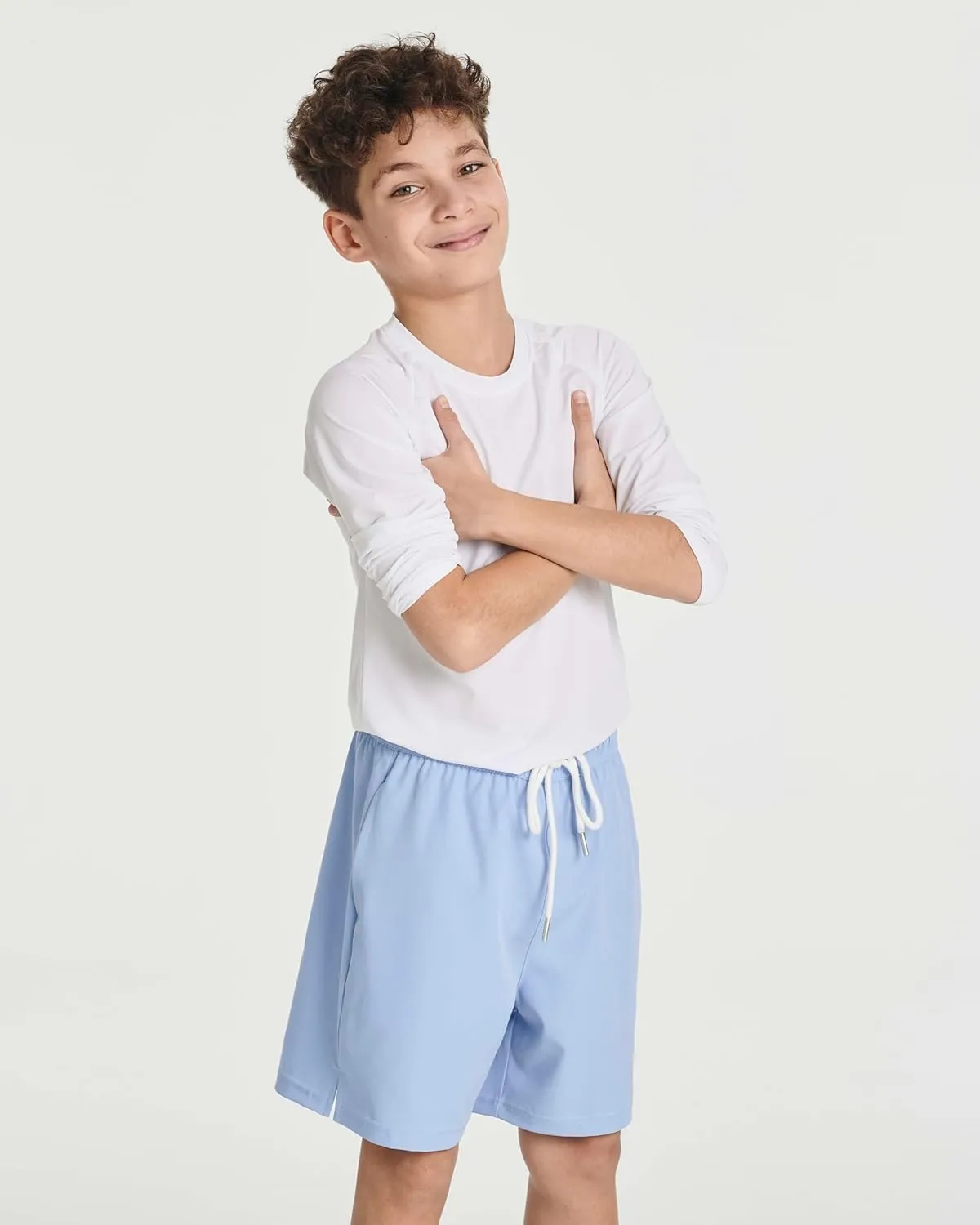 Real Essentials 3 Pack: Boys' 2 in 1 Swim Trunks with Compression Boxer Liner Stretch Beach Board Shorts Quick Dry (Age 4-18)